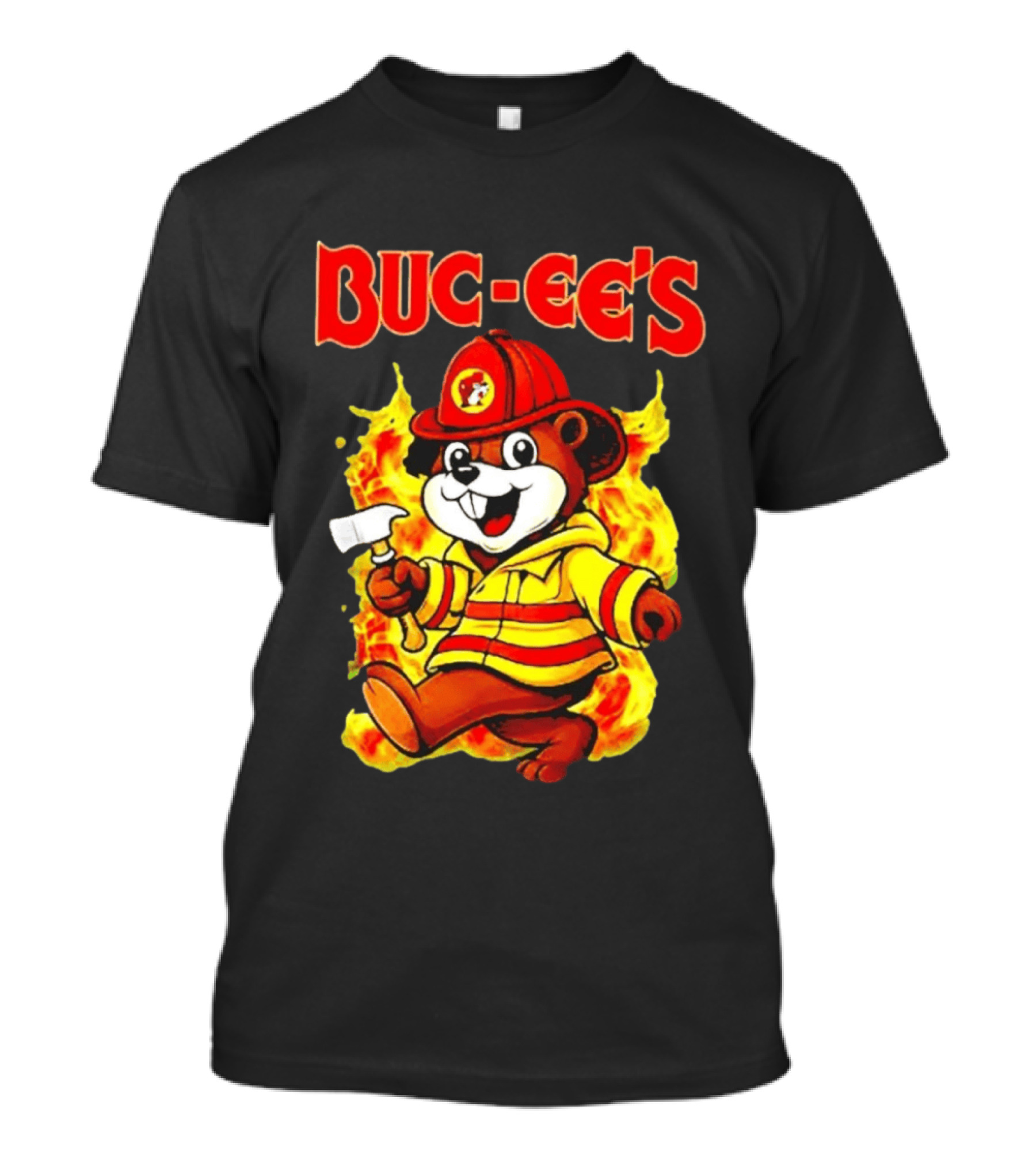 Buc Ees Firefighter 2026 Mascot In Fire Gear T-Shirt