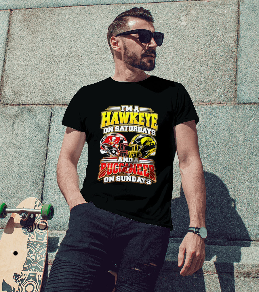 I'm A Hawkeye On Saturdays And A Buccaneer On Sundays Helmets T-Shirt