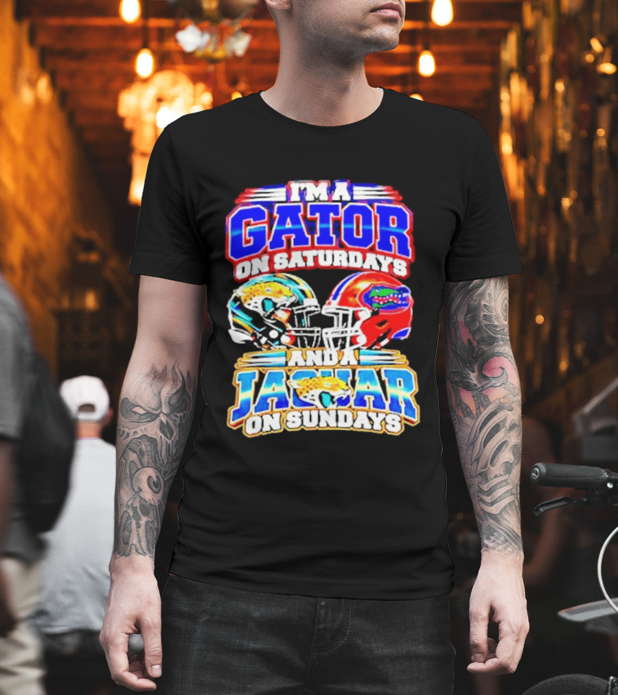 Florida Football Gator On Saturdays Jaguar On Sundays Helmets T-Shirt