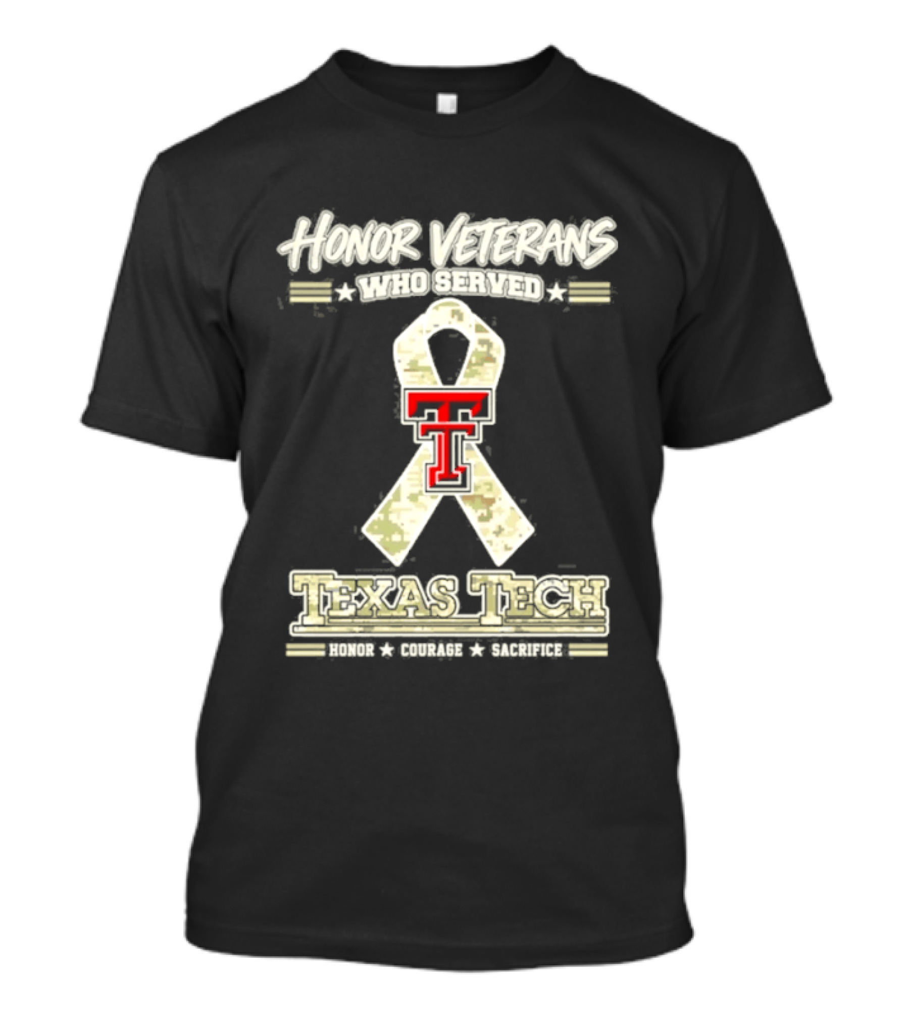 Texas Tech Red Raiders Honor Veterans Camo Ribbon Veterans Day T-Shirt