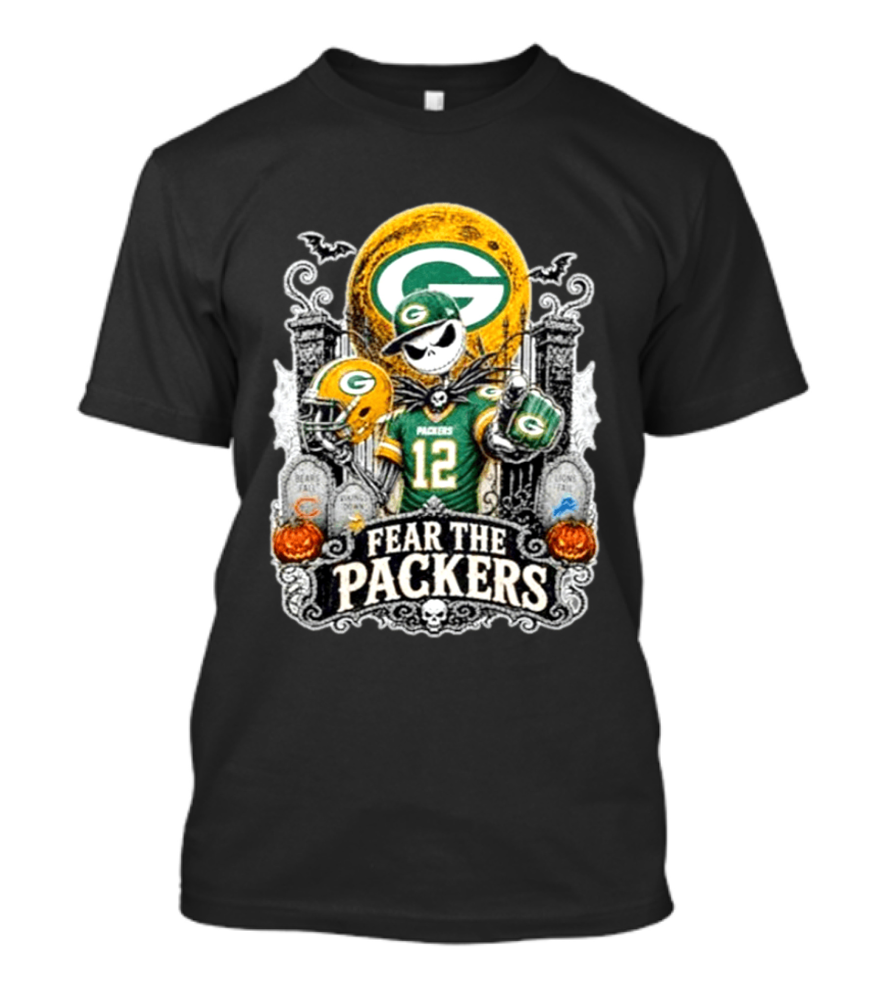 Jack Skellington Green Bay Packers Halloween Fear The Packers T-Shirt