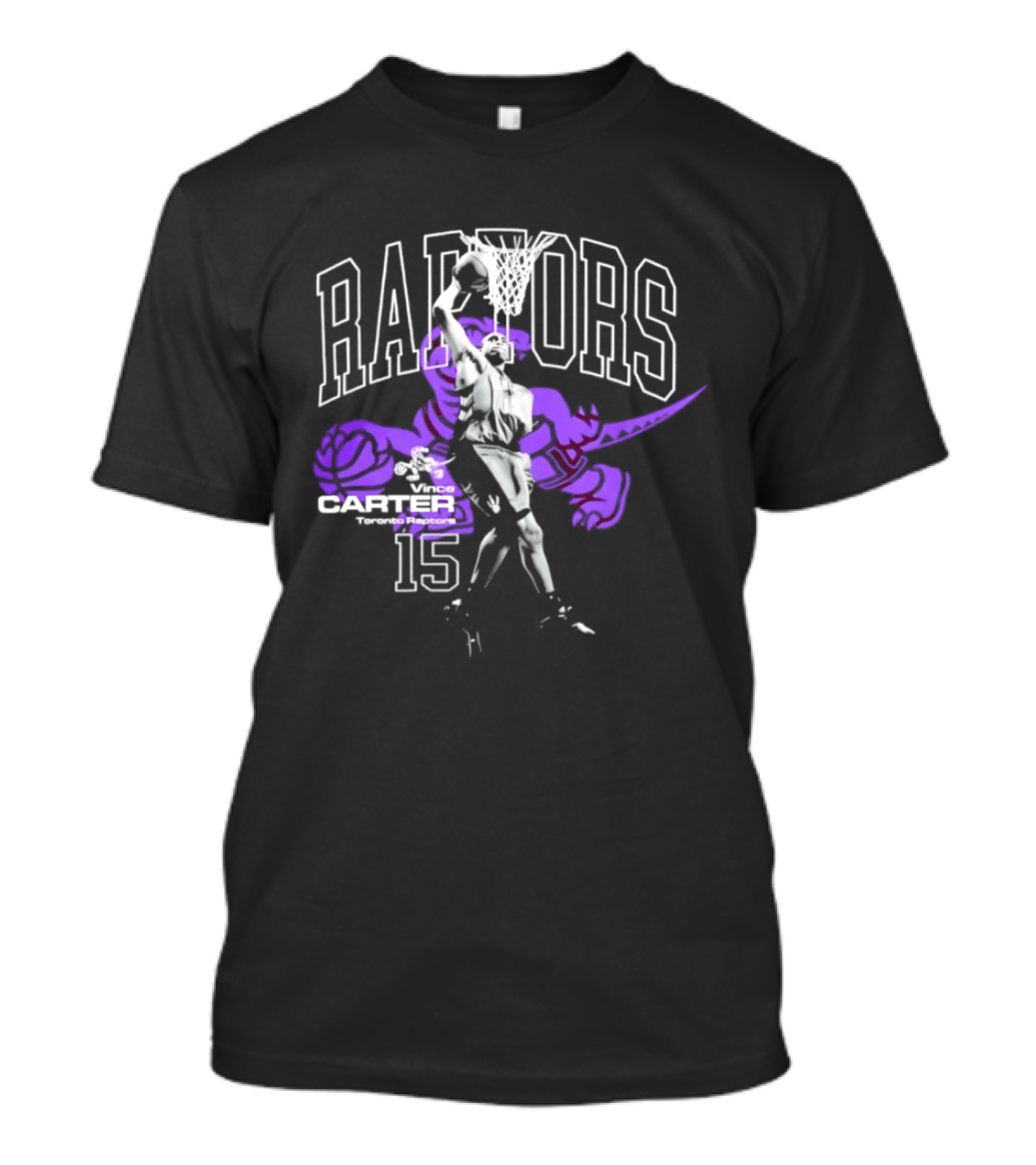 Vince Carter Toronto Raptors Raptors 15 Number Jump Hardwood T-Shirt