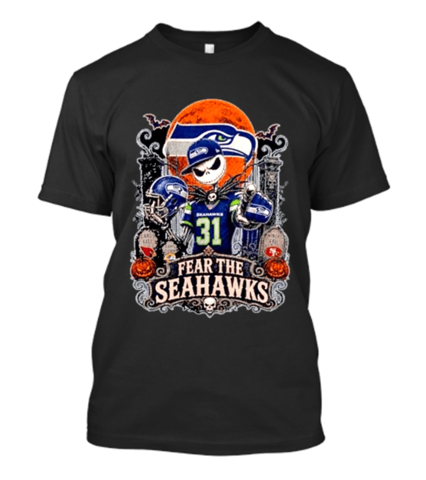Jack Skellington Seattle Seahawks Halloween Fear The Seahawks Football T-Shirt