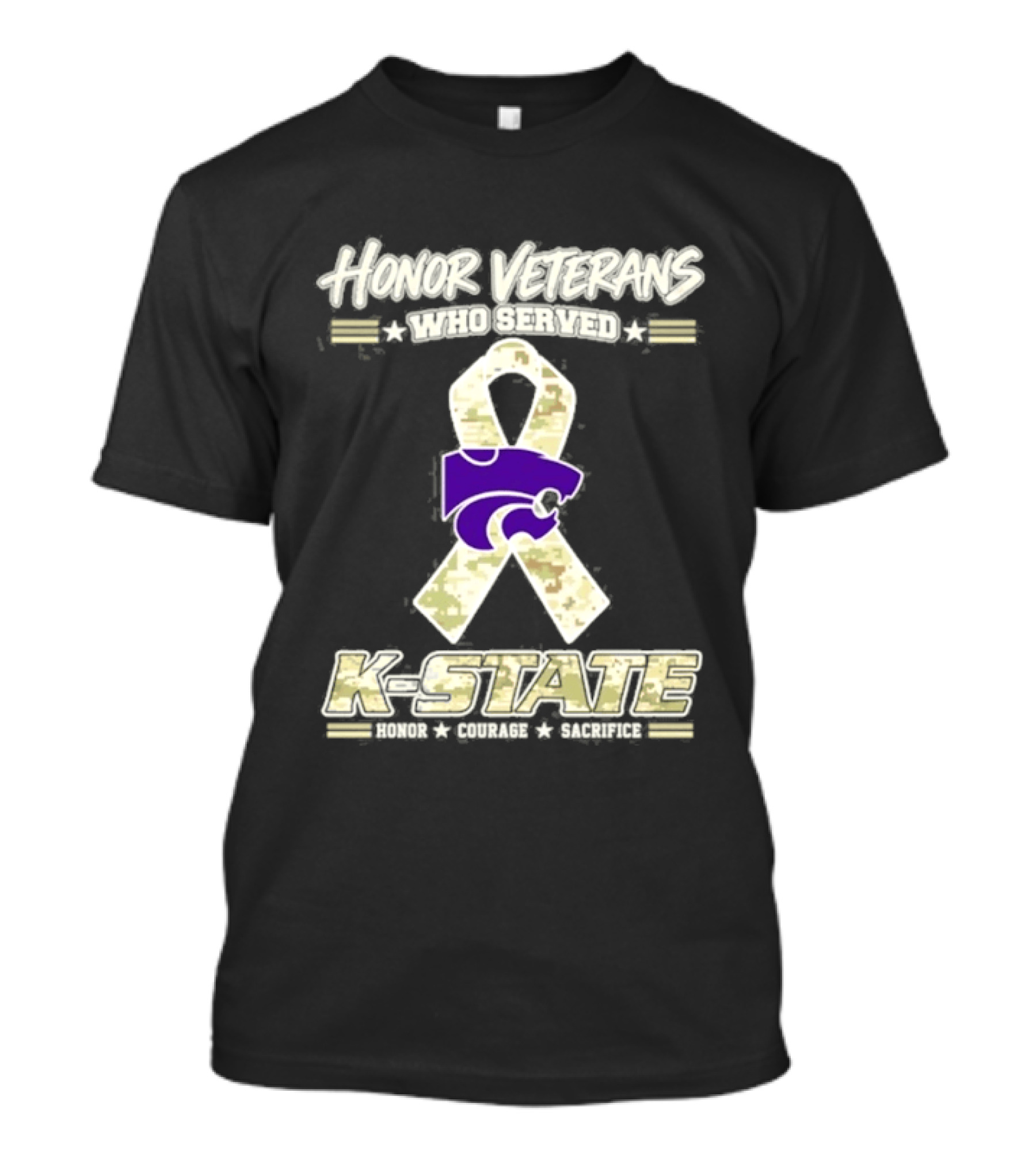 Kansas State Wildcats Honor Veterans Day Camo Ribbon T-Shirt