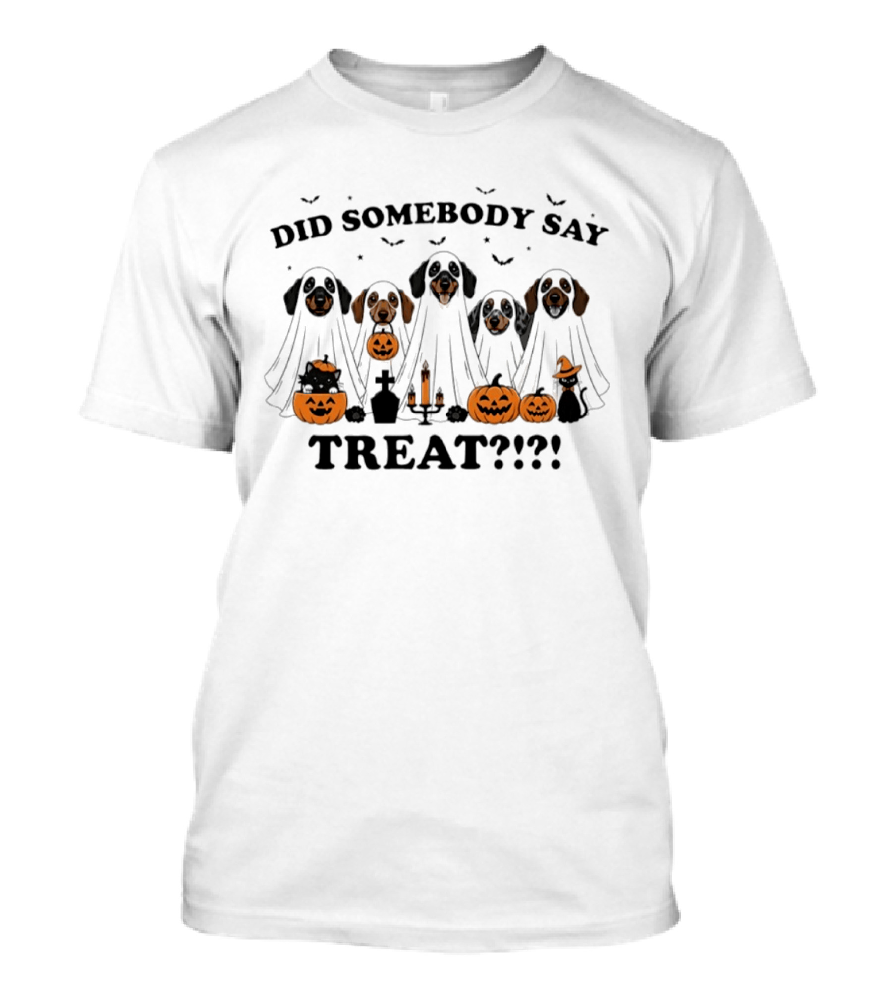 Did Somebody Say Treat Halloween Dachshund Ghost Pumpkins T-Shirt