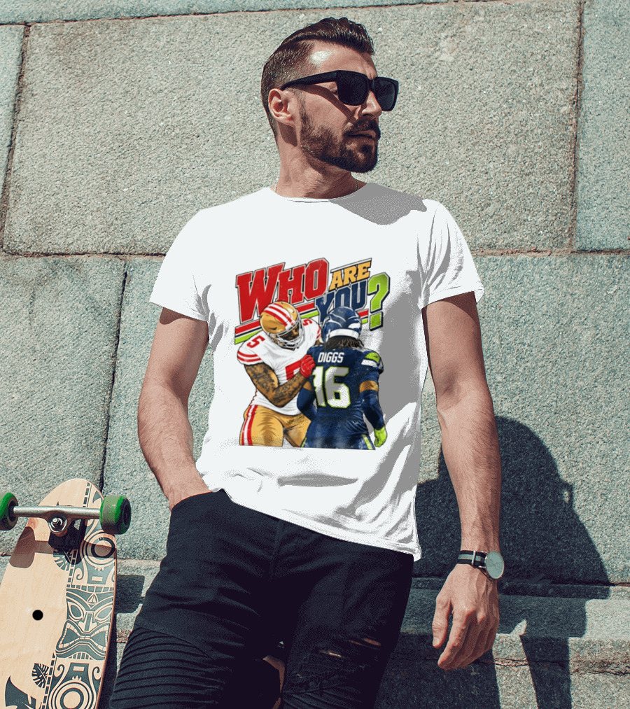 Mike Evans San Francisco 49ers Diggs Who Are You Football Confrontation T-Shirt