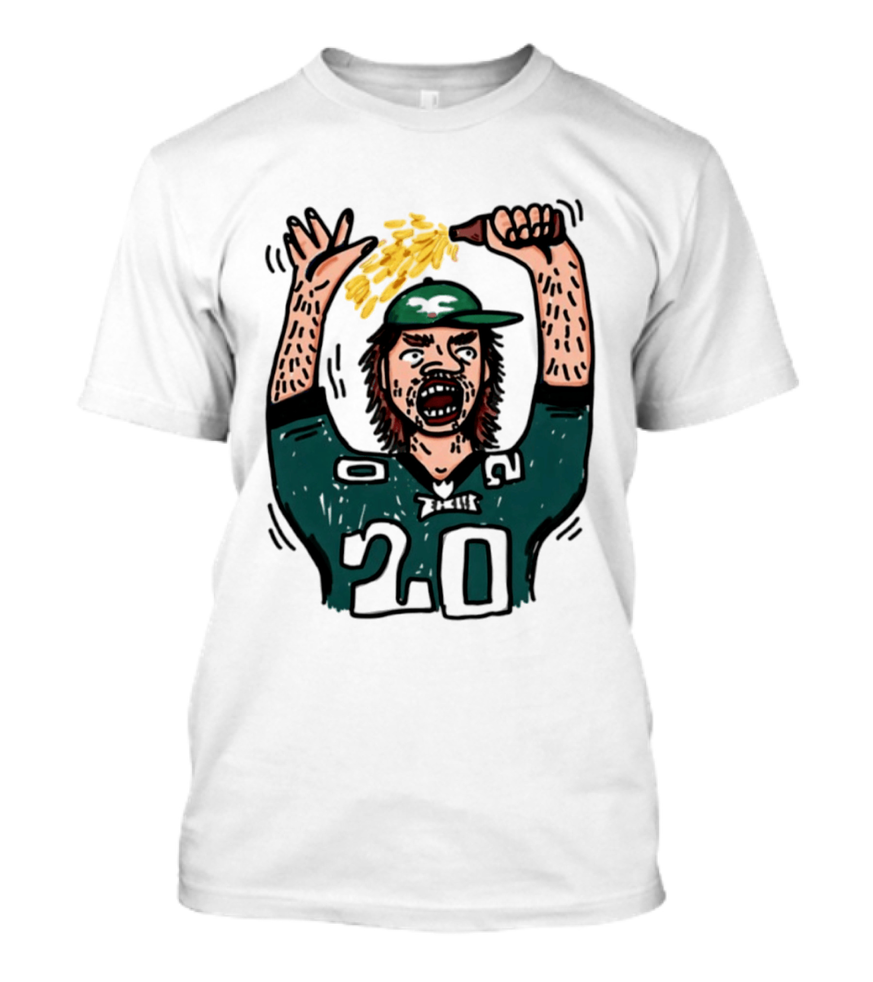 Philadelphia Eagles Angry Philly Fan With Cheesesteak And 20 Jersey T-Shirt