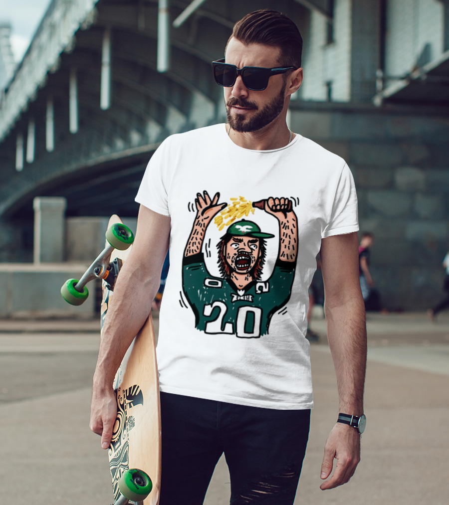 Philadelphia Eagles Angry Philly Fan With Cheesesteak And 20 Jersey T-Shirt