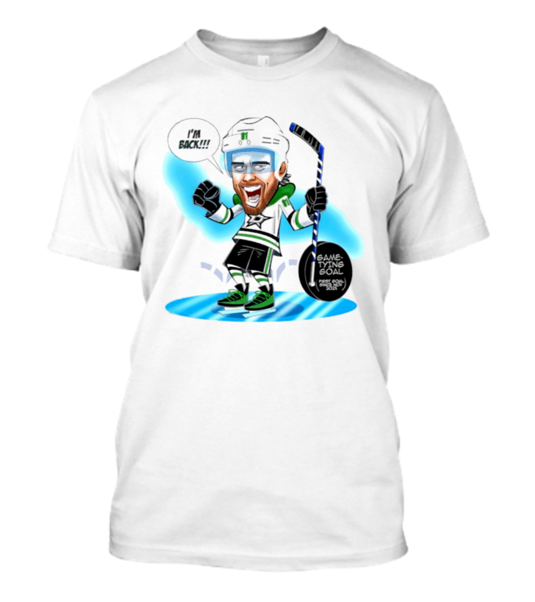 Tyler Seguin Dallas Stars I'm Back Game Tying Goal Hockey Caricature T-Shirt
