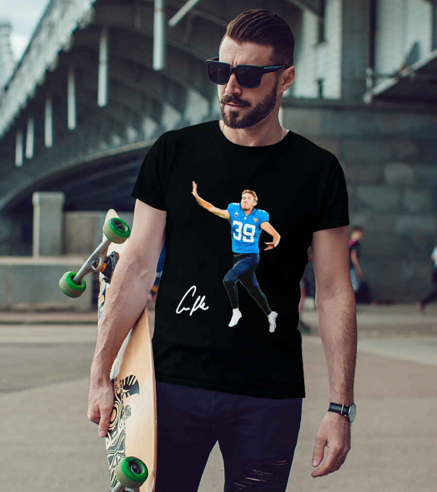 Cam Little Jacksonville Jaguars 39 Player Jumping Action T-Shirt