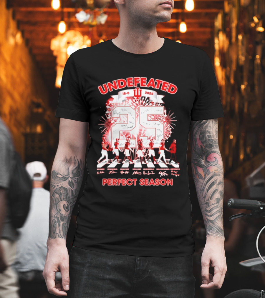 Indiana Hoosiers 2025 Undefeated 16 0 Perfect Season Signatures T-Shirt