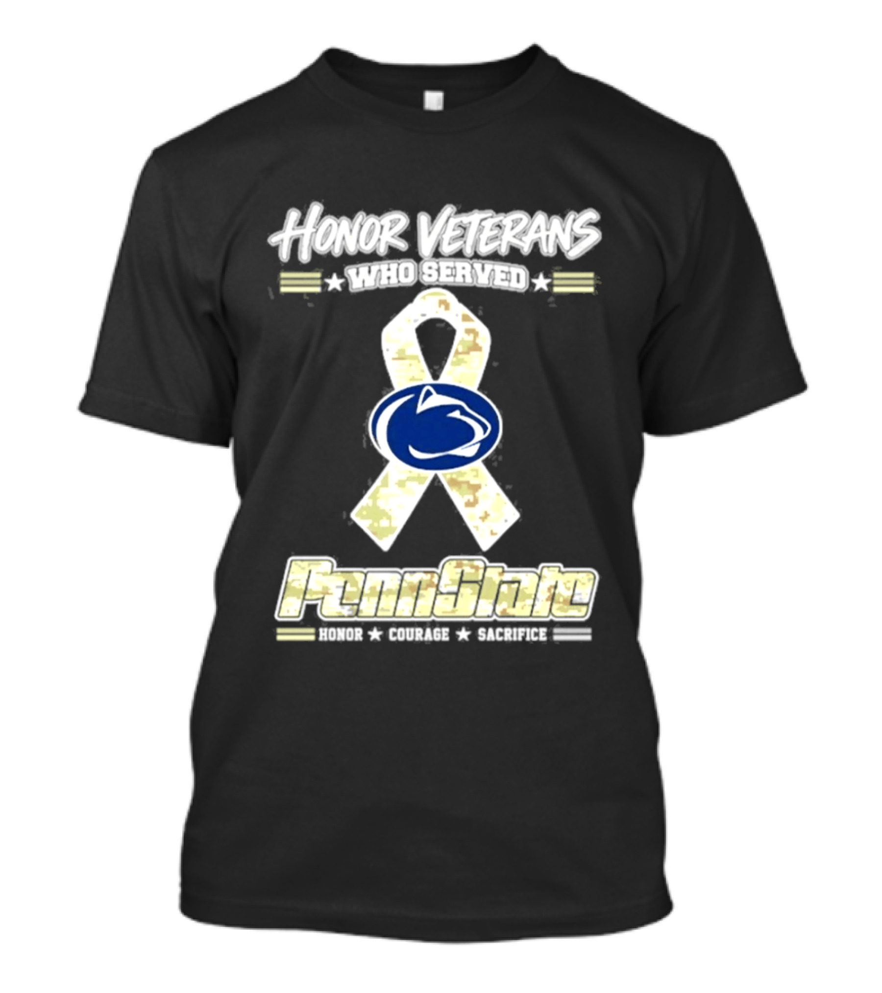 Penn State Nittany Lion Honor Veterans Military Camo Ribbon T-Shirt