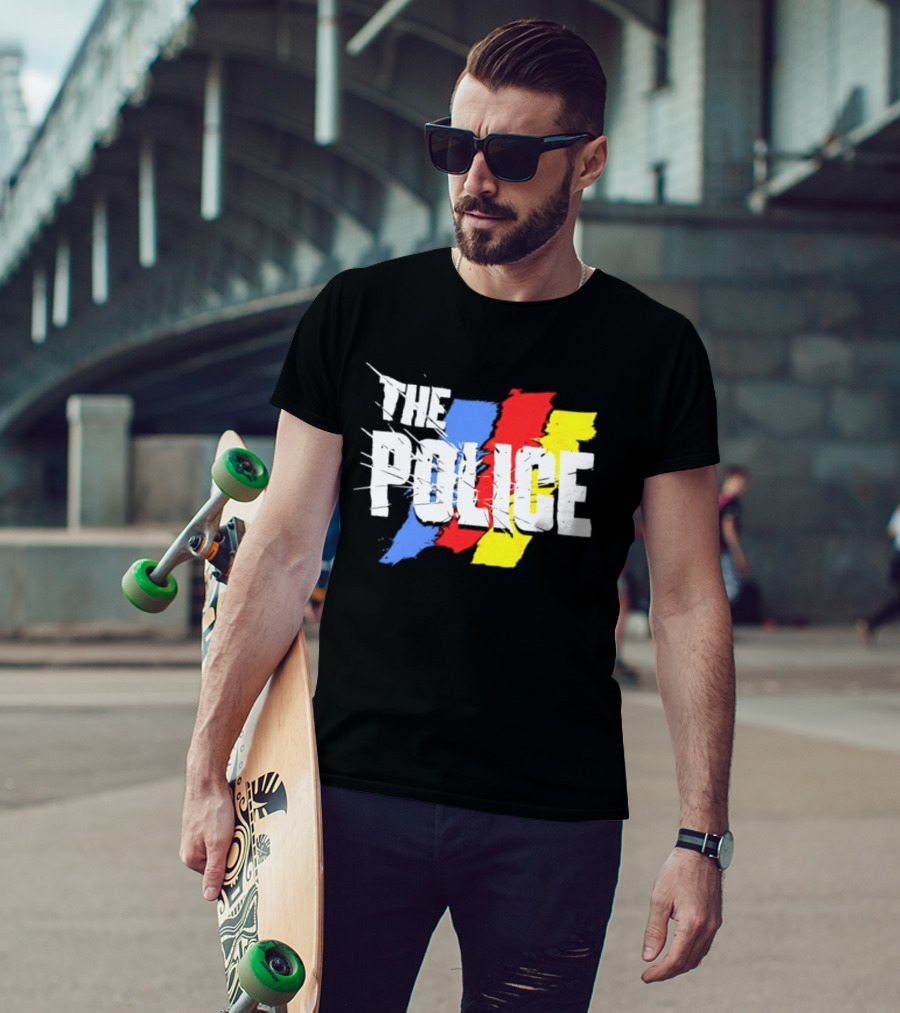 The Police Band Logo With Colorful Stripes T-Shirt