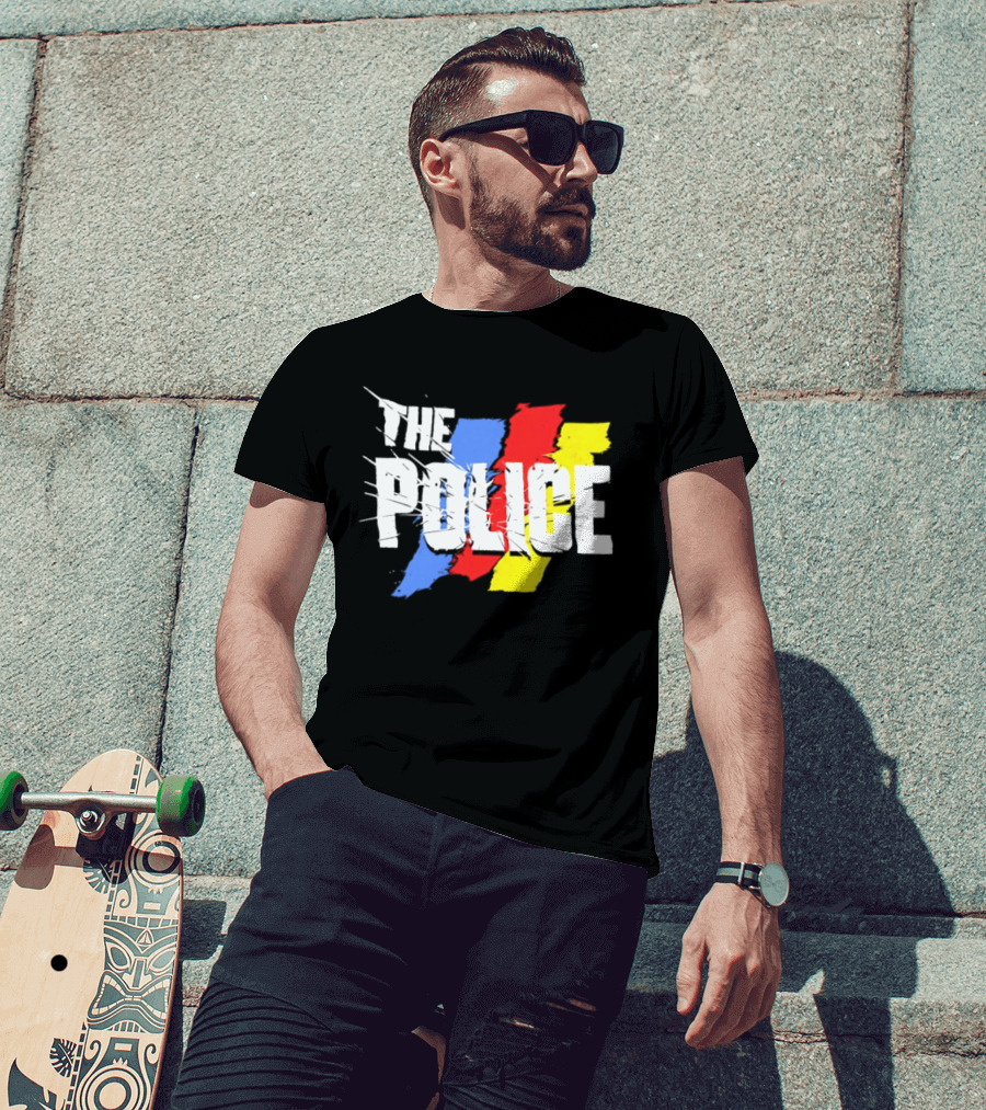 The Police Band Logo With Colorful Stripes T-Shirt