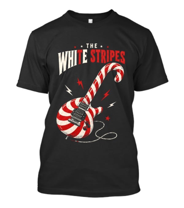 The White Stripes Candy Cane Christmas Guitar Rock Themes T-Shirt