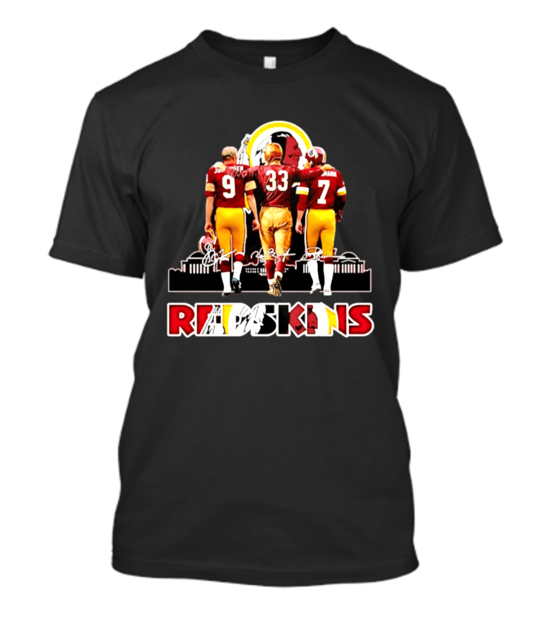 Redskins Football Legends Signatures Johnson Riggins Theismann Skyline T-Shirt