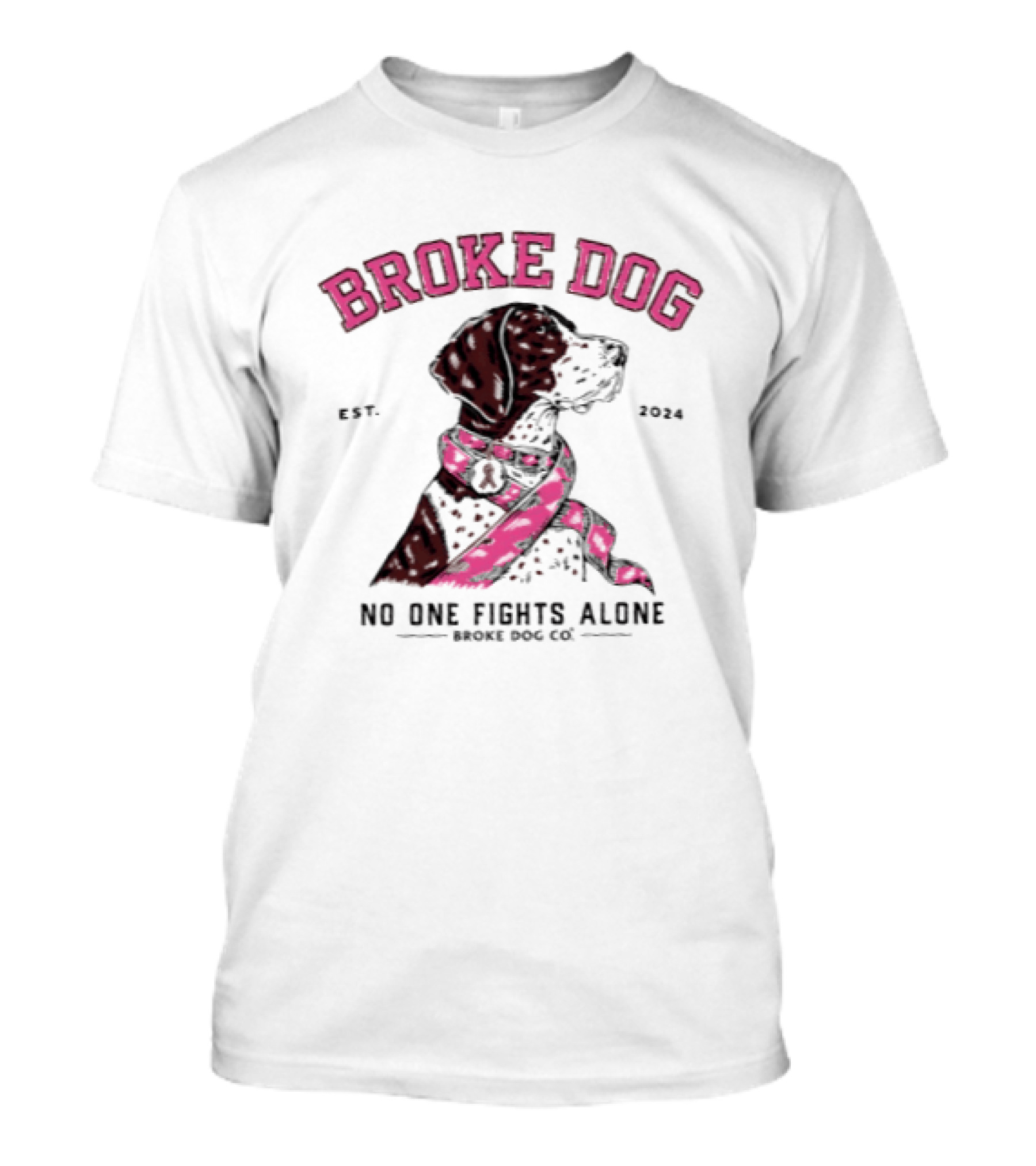 Broke Dog No One Fights Alone Breast Cancer Awareness Est 2004 T-Shirt