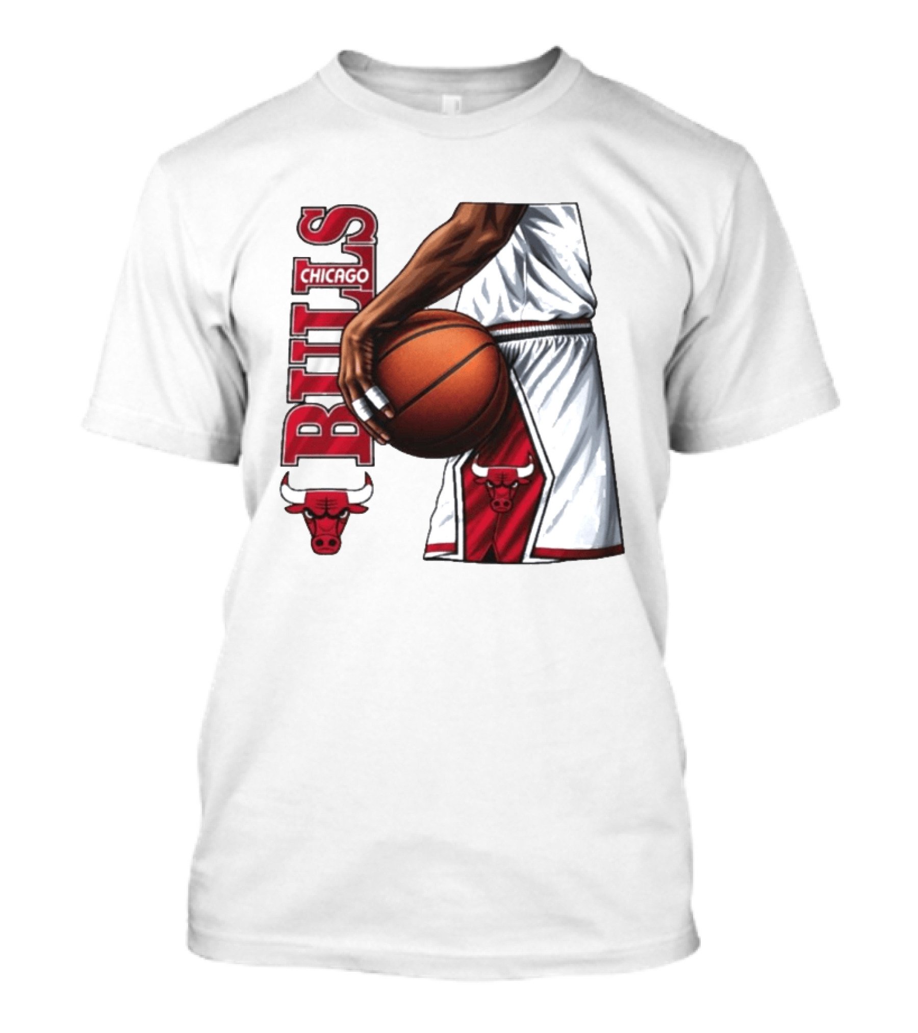 Chicago Bulls Basketball Team Player Holding Ball Iconic Sports Uniform T-Shirt