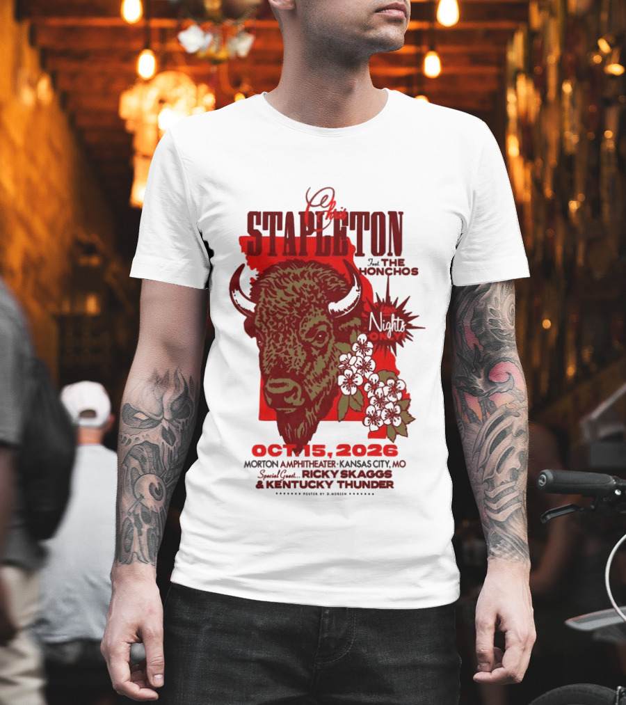 Chris Stapleton Kansas City MO Morton Amphitheater Oct 15 2026 Featuring The Honchos And Ricky Skaggs Kentucky Thunder T-Shirt