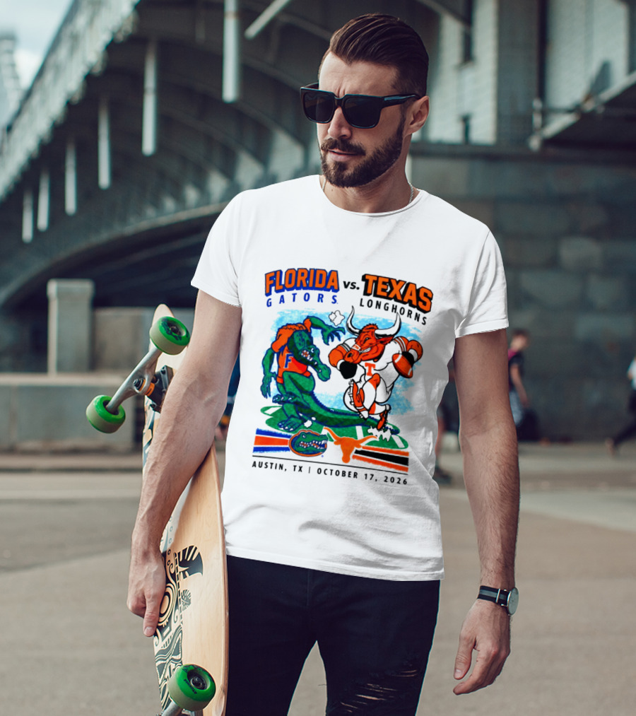 Florida Gators Vs Texas Longhorns Austin TX October 17 2026 Football Matchup T-Shirt