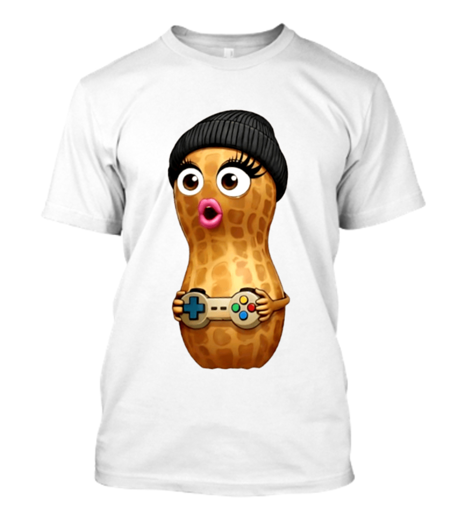 TheBurntPeanut Gamer Peanut With Beanie And Game Controller T-Shirt