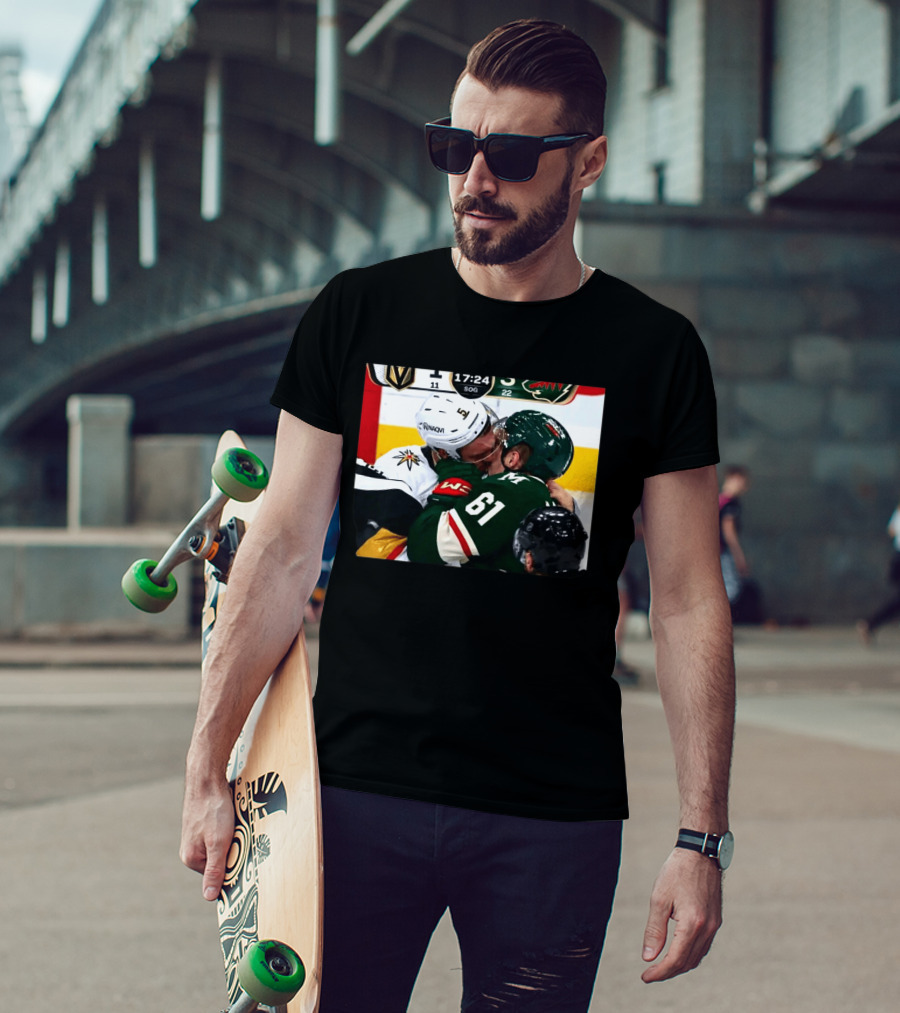 Lorenz And Lauzon Kissing Fight Vegas Golden Knights Minnesota Wild NHL Hockey T-Shirt