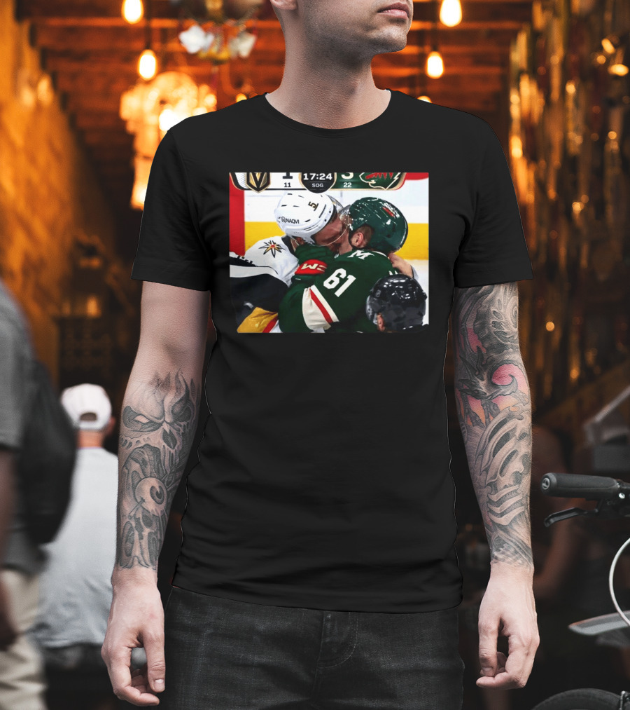 Lorenz And Lauzon Kissing Fight Vegas Golden Knights Minnesota Wild NHL Hockey T-Shirt