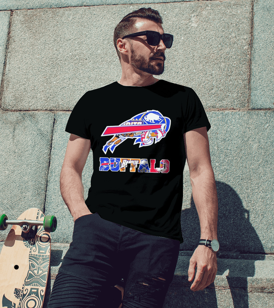 Buffalo Sabres Bandits Bisons Sports Team Logo Collage T-Shirt