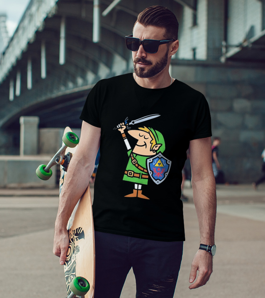 Little Caesars Link Green Zelda Shield Sword T-Shirt