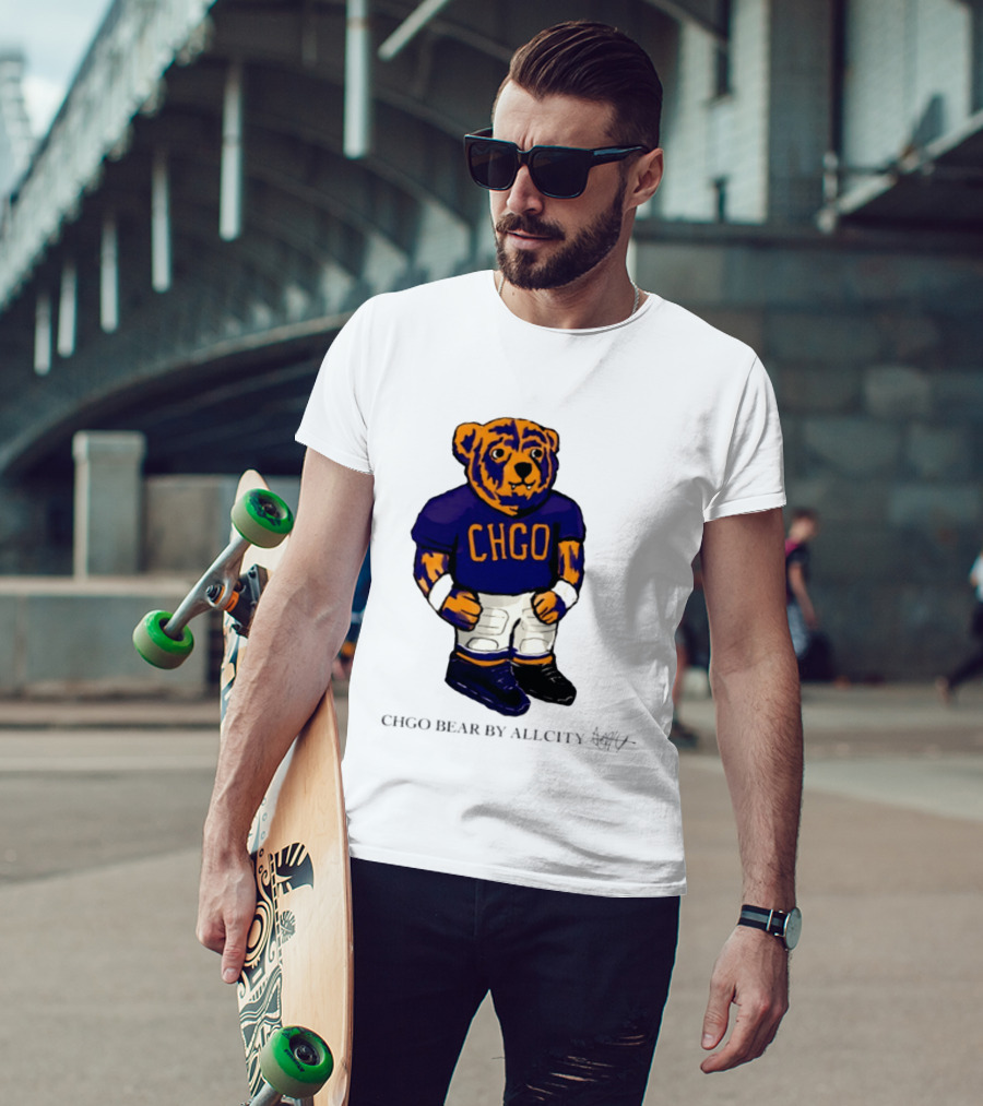 Chicago Bears CHGO Bear By AllCity Football Collaboration T-Shirt
