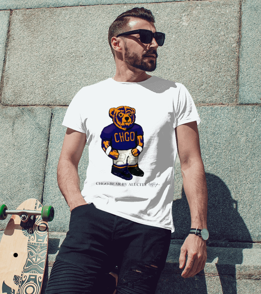Chicago Bears CHGO Bear By AllCity Football Collaboration T-Shirt