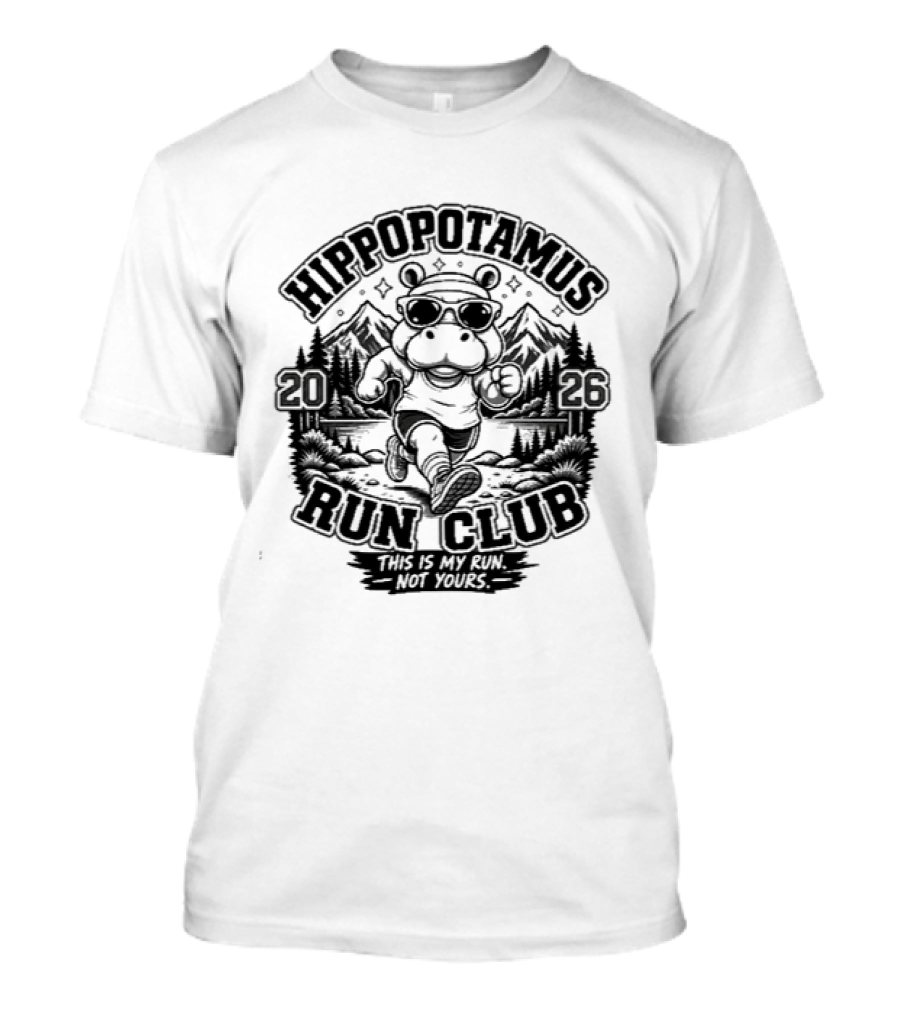 Hippopotamus Run Club 2026 Marathon Adventure T-Shirt
