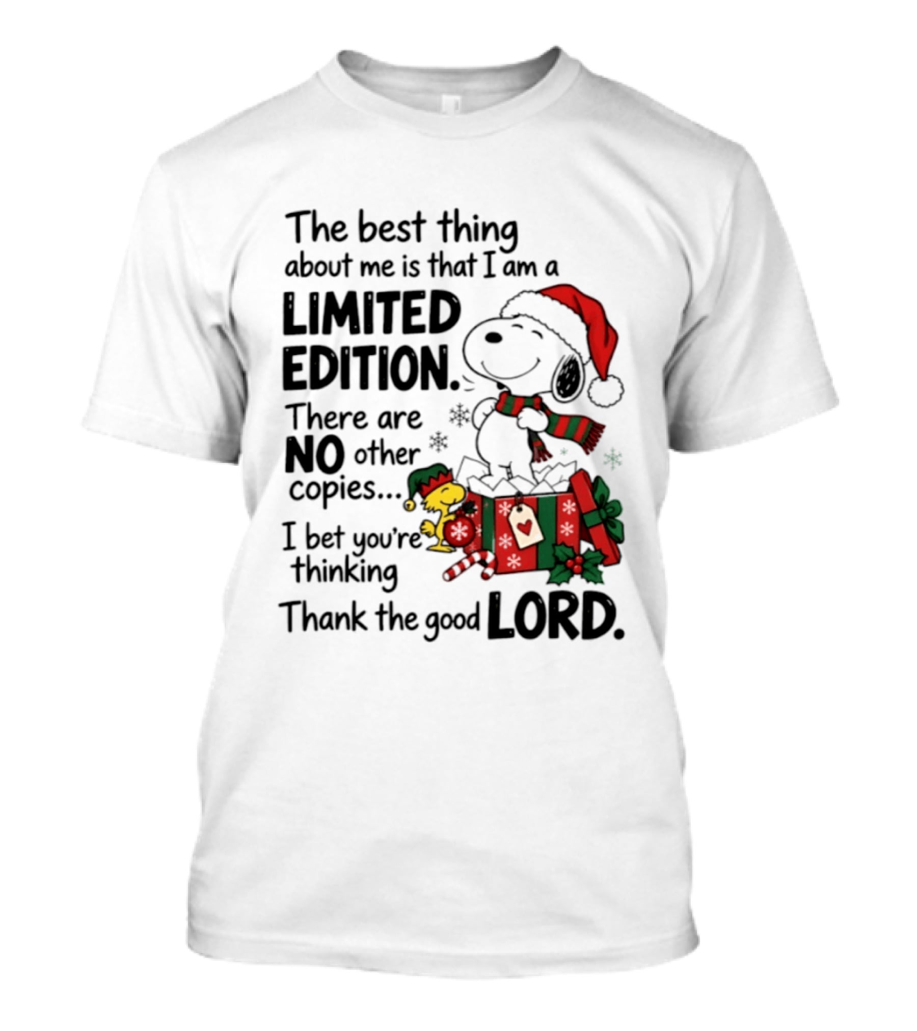 Snoopy Christmas Limited Edition Thank The Good Lord T-Shirt