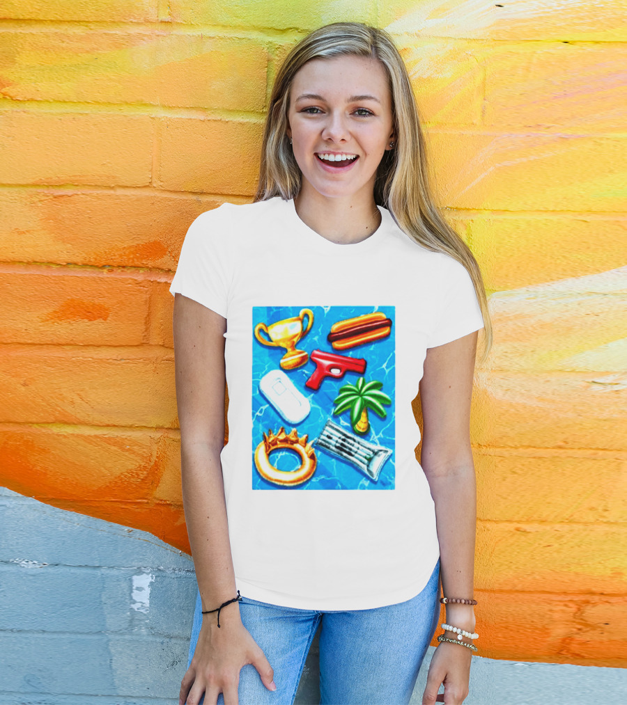 The Wynwood Walls Shop Store Leon Keer Trophy Hotdog Palm Gun Newspaper Seven Sins T-Shirt