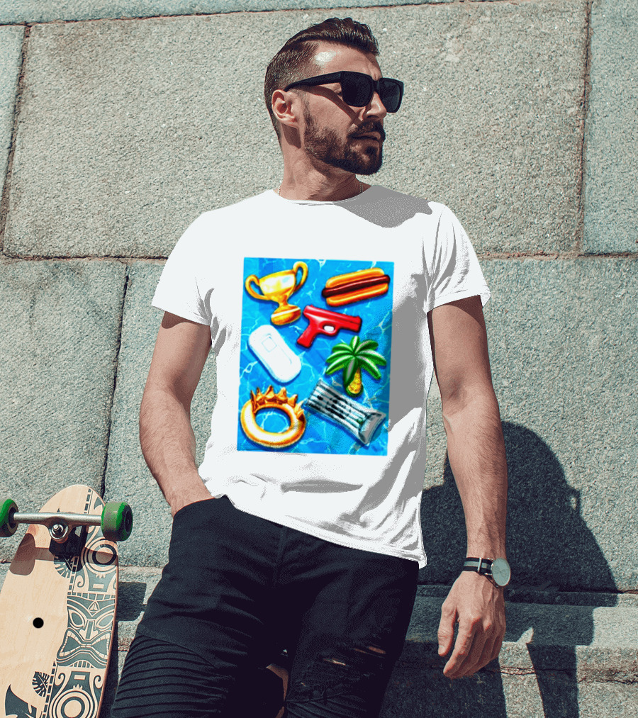 The Wynwood Walls Shop Store Leon Keer Trophy Hotdog Palm Gun Newspaper Seven Sins T-Shirt