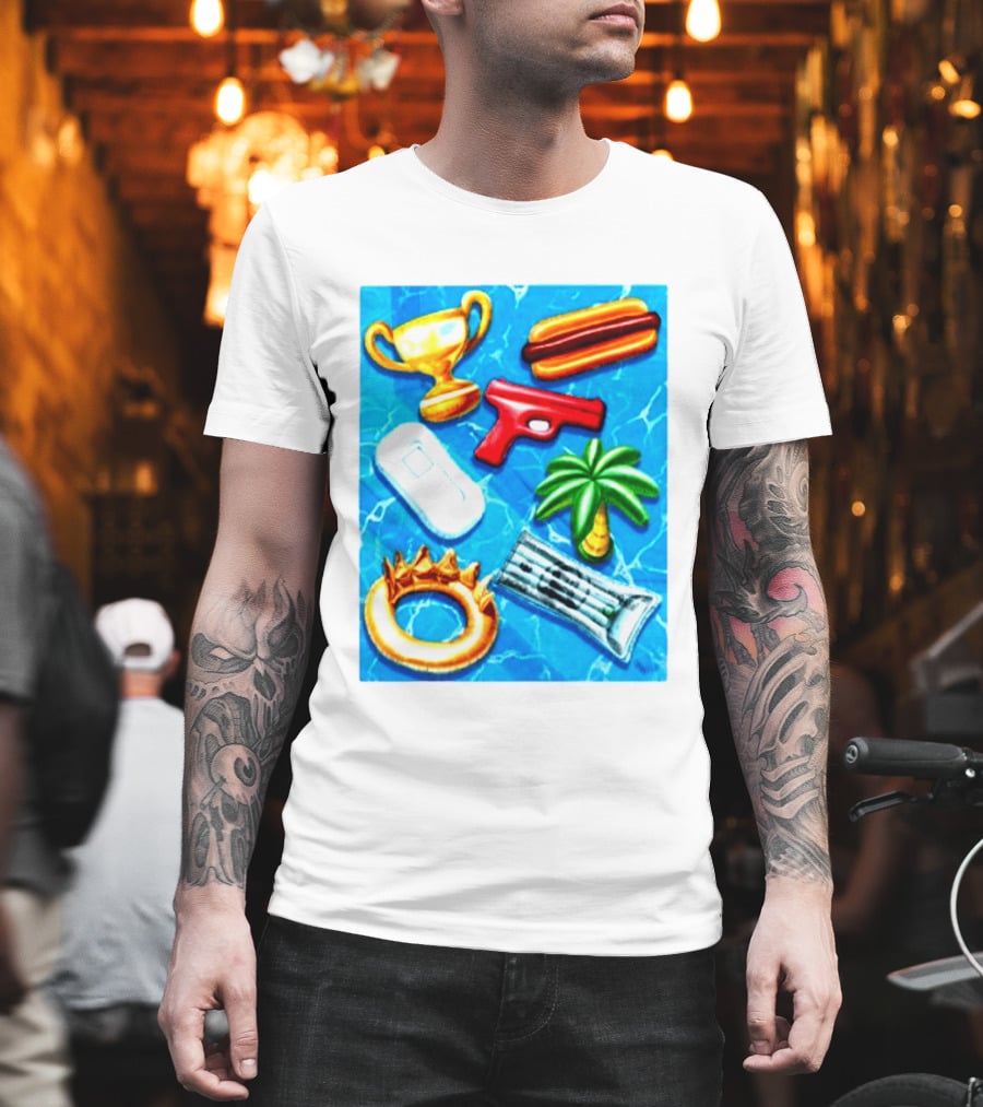 The Wynwood Walls Shop Store Leon Keer Trophy Hotdog Palm Gun Newspaper Seven Sins T-Shirt