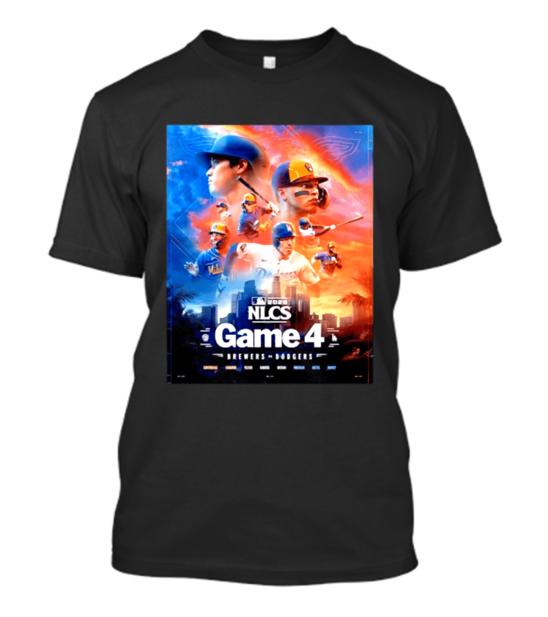 2026 NLCS Game 4 Milwaukee Brewers Vs Los Angeles Dodgers Baseball Matchup T-Shirt