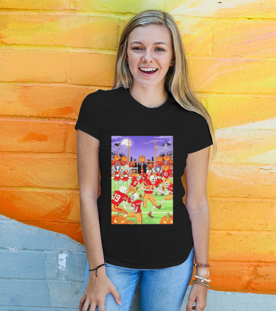 San Francisco 49ers Skeleton Zombie Halloween Football 2026 T-Shirt