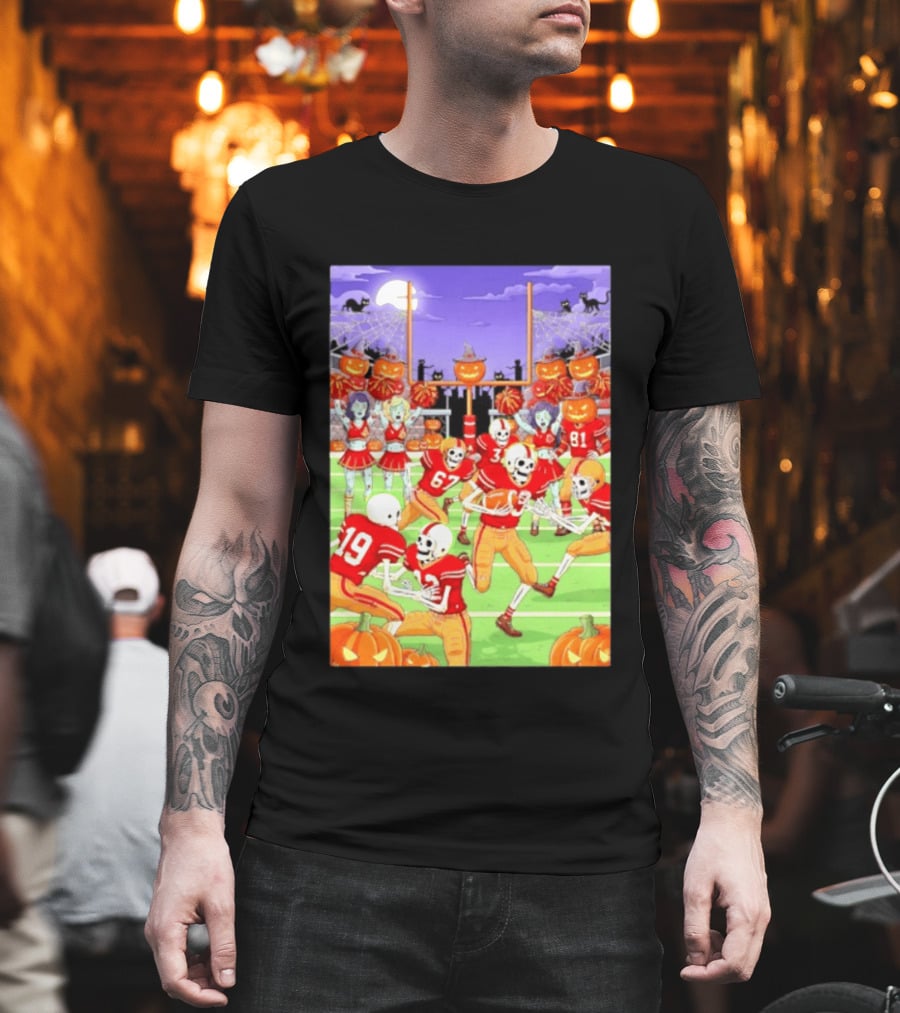 San Francisco 49ers Skeleton Zombie Halloween Football 2026 T-Shirt