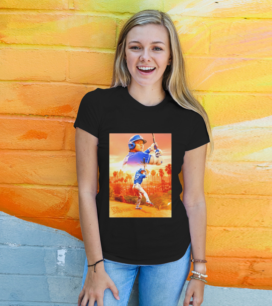 Shohei Ohtani Los Angeles Dodgers MLB It's Show Time Skyline Baseball Player T-Shirt