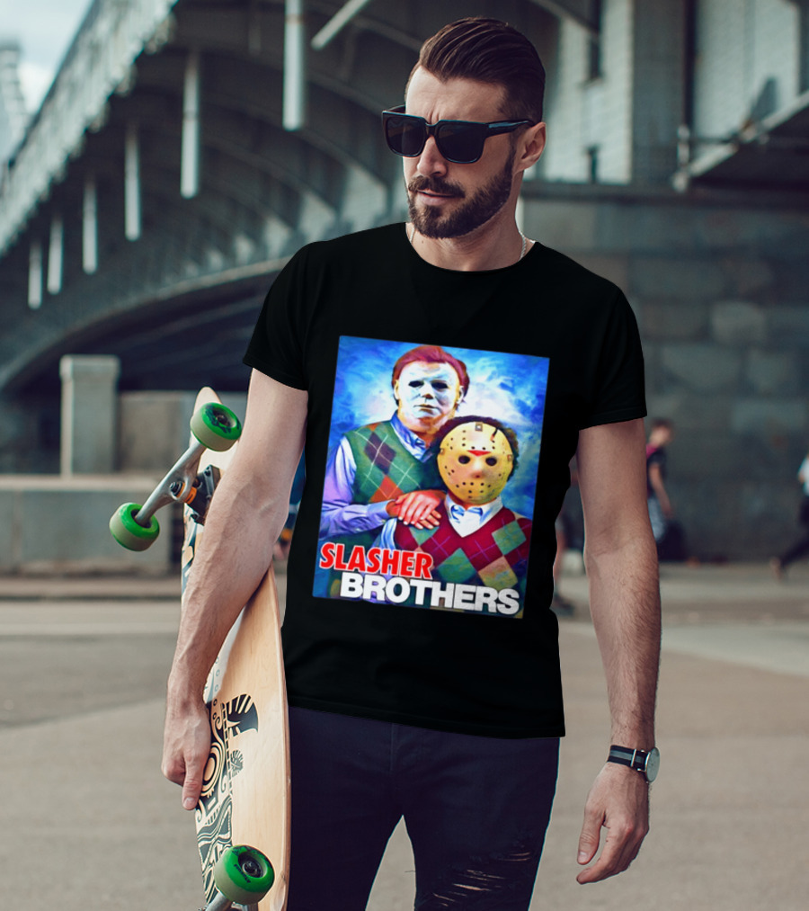 Slasher Brothers Michael Myers Jason Voorhees Halloween Meme 2026 T-Shirt
