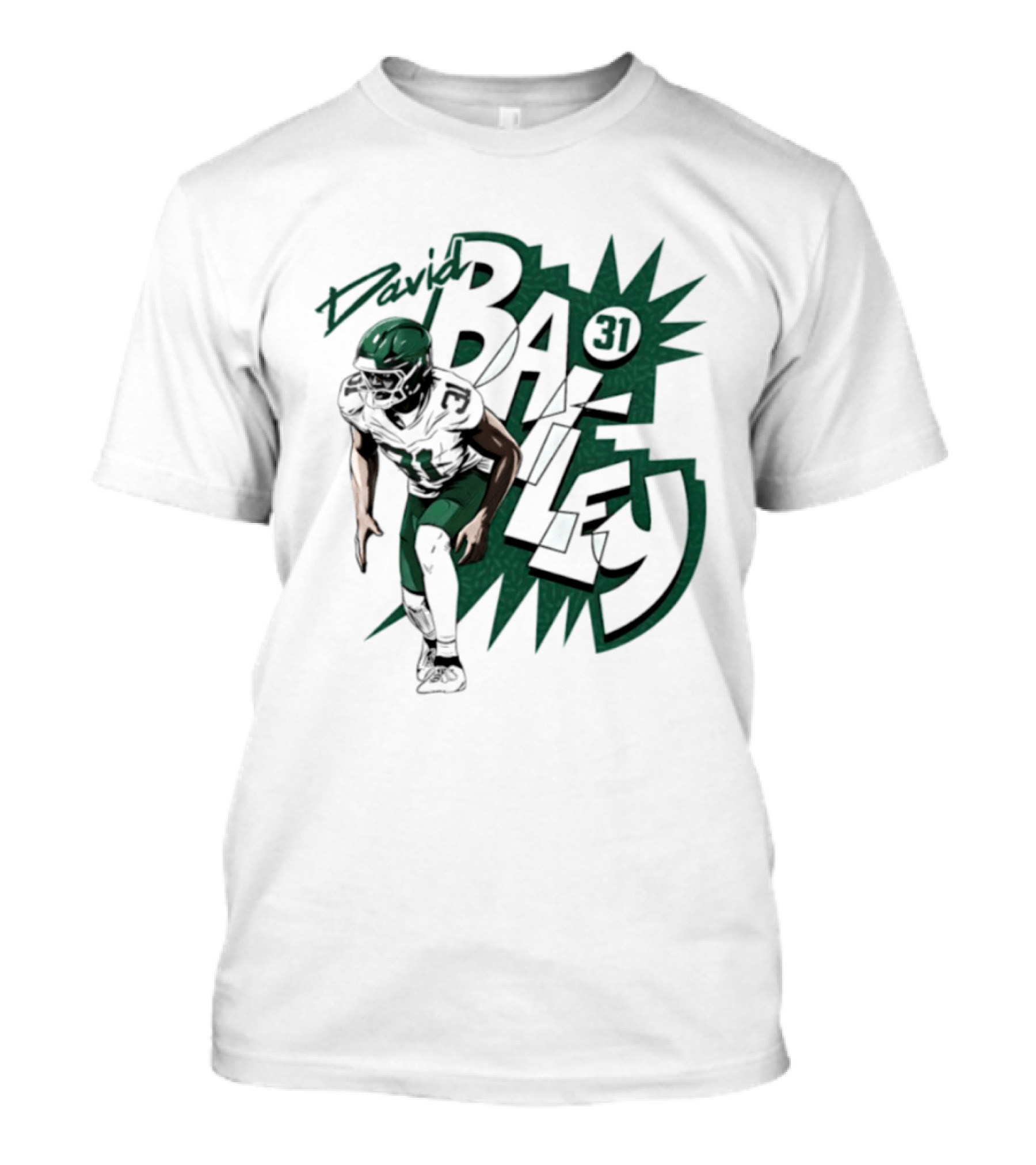 David Bailey 31 New York Jets Football Player Comic T-Shirt
