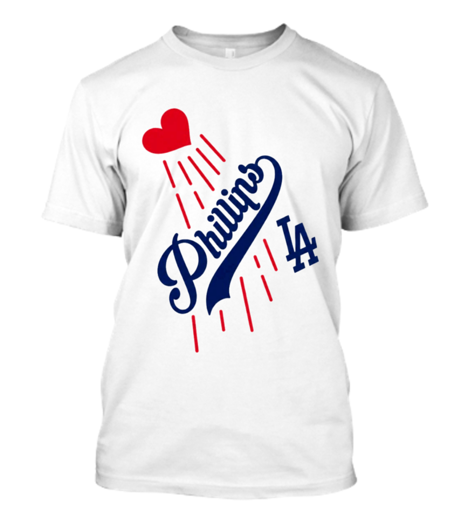 Phillies LA Love Heart Dodgers 14 T-Shirt