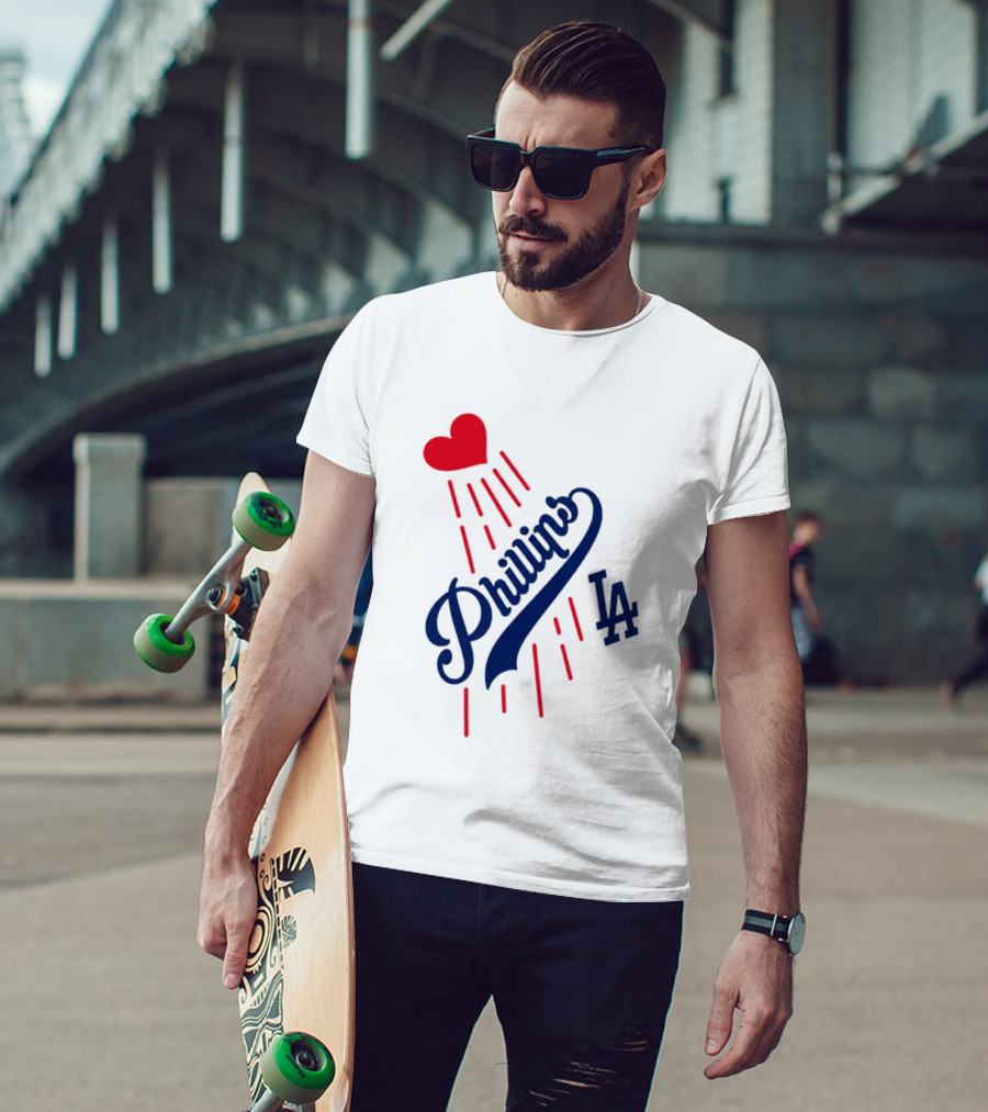 Phillies LA Love Heart Dodgers 14 T-Shirt