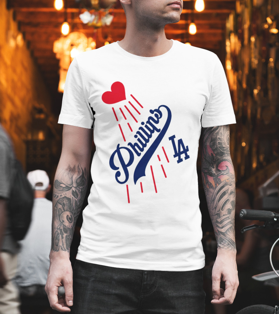Phillies LA Love Heart Dodgers 14 T-Shirt
