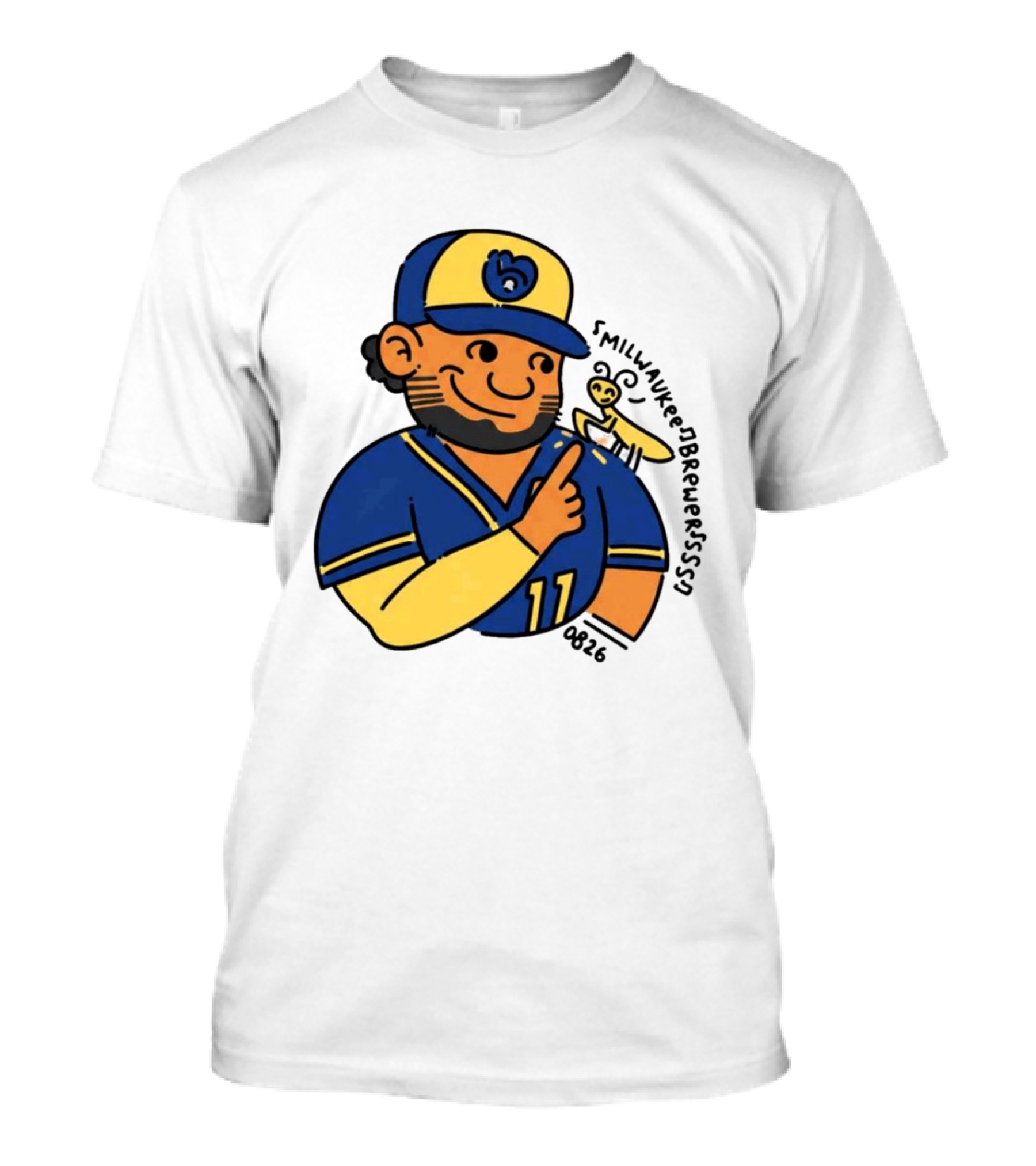 Jackson Chourio 11 Milwaukee Brewers Mantis Caricature 2026 T-Shirt
