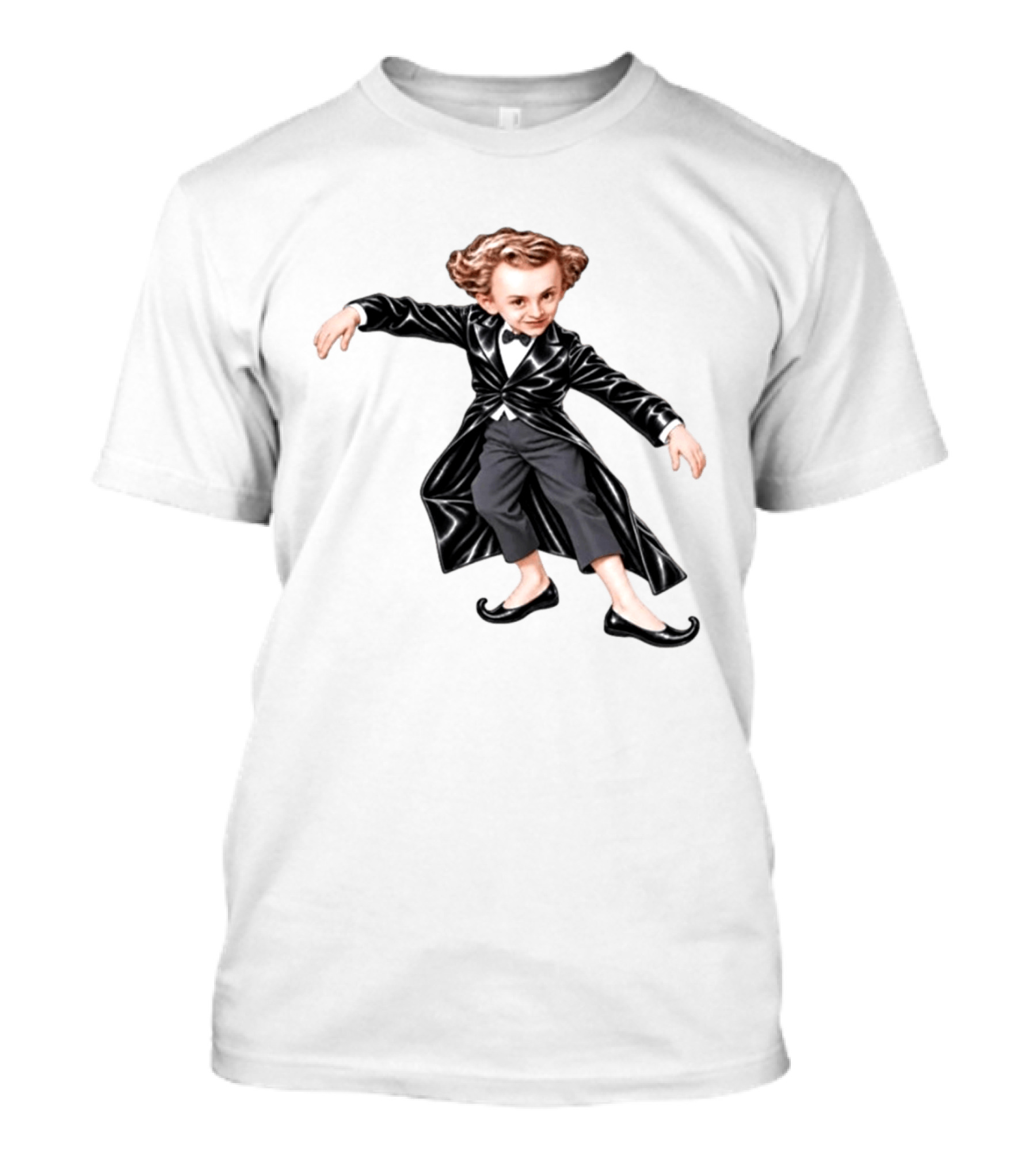 Tiptoeing Boy Black Coat Bow Tie T-Shirt
