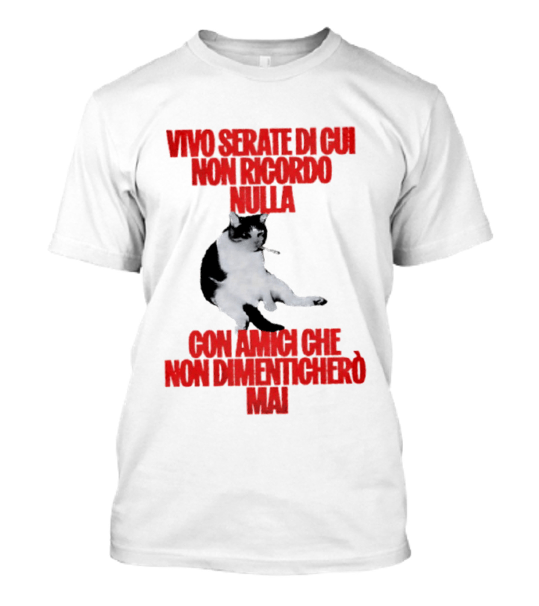 Vivo Serate Di Cui Non Ricordo Nulla Con Amici Che Non Dimenticherò Mai Gatto Divertente T-Shirt