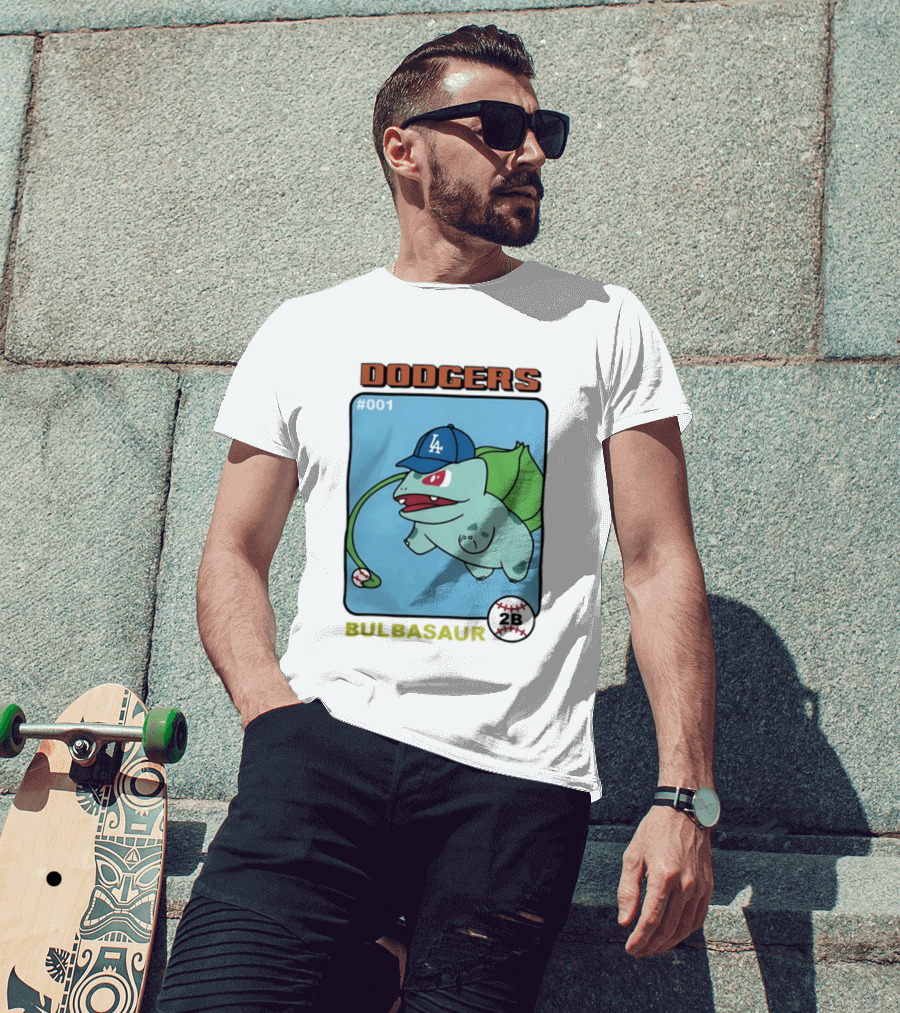 Dodgers Bulbasaur LA Baseball Anime Cartoon 2B T-Shirt