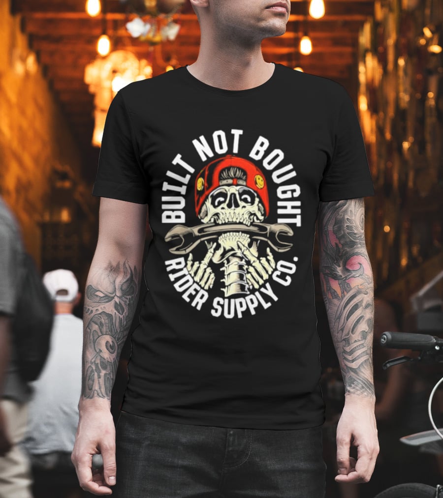 Rider Supply Co Skull Built Not Bought Wrench T-Shirt